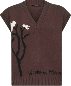 flower-embellishment v-neck sweater