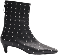 Diamante Studded Leather Ankle Boots