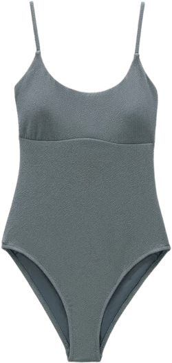 Square Neck Texture Swimsuit