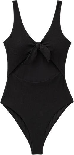 Tie Front Texture Swimsuit