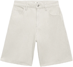High-waist straight-fit denim shorts