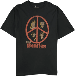 Junk Food Mens The Beatles Peace Graphic T-Shirt, Black, Medium