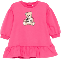 teddy-print ruffled dress