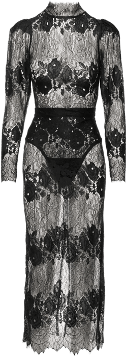 lace high-neck midi dress
