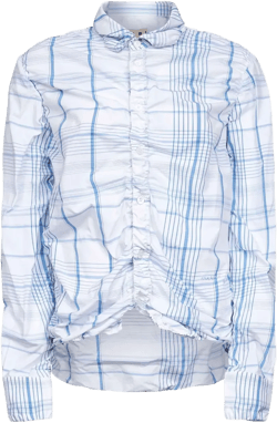 gathered checked cotton shirt