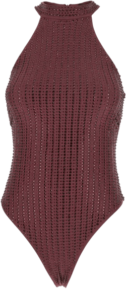 high-neck embellished swimsuit