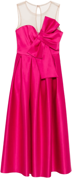 bow-detail mesh-insert midi dress