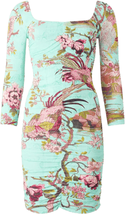 ruched floral-print dress