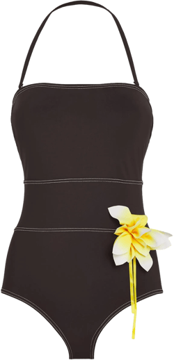 Tory Burch Women's Black Floral Corsage Swimsuit