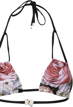 Dolce &amp; Gabbana Women's White Floral Printed Logo Plaque Bikini Set