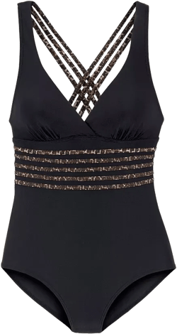 Women's Leopard Cheetah Trim Tummy Control One Piece Swimsuit