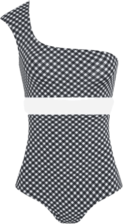 Marjory asymmetric check-patterned bikini set