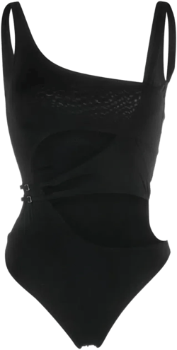 Cut-out High-cut Swimsuit In Black