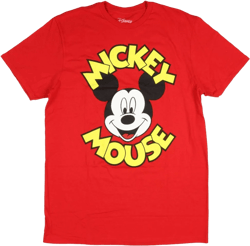 Disney Men's Mickey Mouse Bold Face T-Shirt (Small) Red