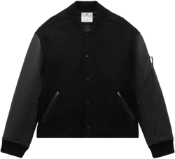 Baseball Teddy Bomber Jacket In Black
