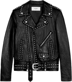 Soft Leather Biker Jacket With Studs. In Black