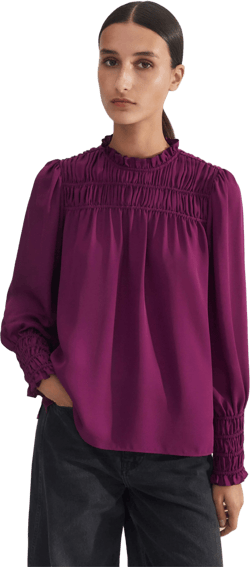 Silk High-Neck Swing Blouse - Size 4