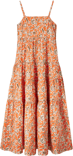 Cotton Graphic Floral Print Full-Length Dress - Size 12
