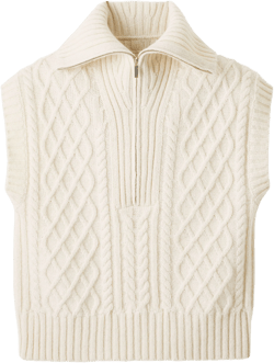 Recycled Wool Alpaca Cable Half Zip Sweater Vest - Size XL