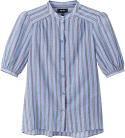 Cotton Stripe Blouse + Tie  - Size 10