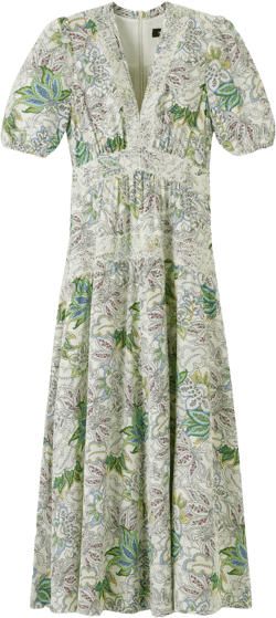 Silk Delicate Paisley Print Maxi Dress - Size 10