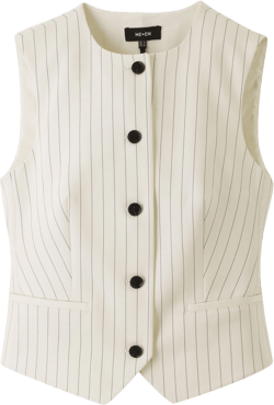 Round Neck Pinstripe Tailored Vest - Size 6