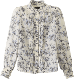 Silk Cotton Modern Botanical Print Blouse - Size 0