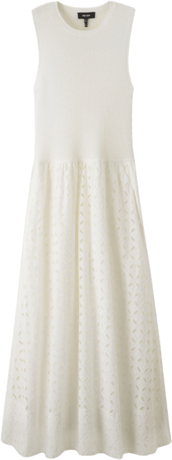 Knit + Broderie Mixed Media Midi Dress - Size 2