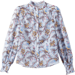 Cotton Voile Soft Bloom Print Blouse - Size 8