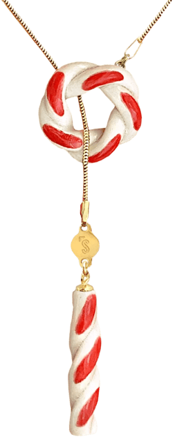 Women's White / Gold / Red Christmas Candy Choker Golden Necklace In Multi