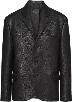 Single-breasted Leather Jacket Men In Black