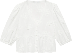 Cotton blouse with floral embroidery