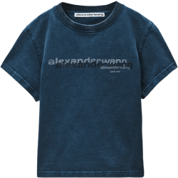 Navy Cotton Shrunken Logo Tee
