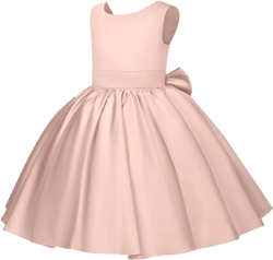 Satin Flower Girl Dresses for Wedding Kids Princess Pageant Party Dress Bow-Knot Prom Ball Gown for Girls Blush Pink 2