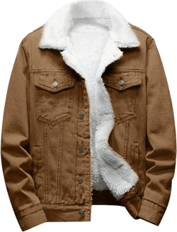Springrain Men's Sherpa Fleece Lined Denim Jacket Warm Winter Trucker Jacket Cowboy Jean Jacket X-Large Brown