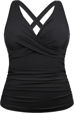 Hilor Women's Underwire Tankini Top Plus Size Swimsuits Tummy Control Bathing Suit Tops V Neck Swim Top No Bottom 2025