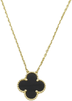 18K yellow gold onyx Clover necklace