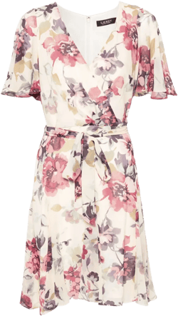 floral-print wrap dress