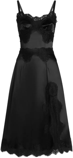 lace-embellished satin dress