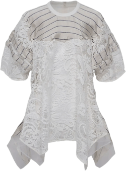 striped lace-panel top