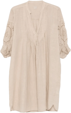 eyelet-detail linen midi dress