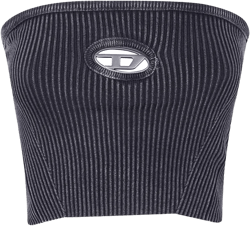 ribbed logo-plaque tube top