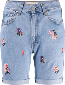 Mathilde floral-embroidered denim shorts