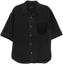 open collar denim half shirt