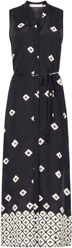 printed belted maxi dress