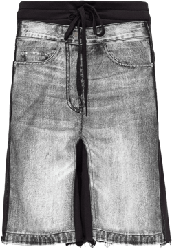 denim-panel shorts