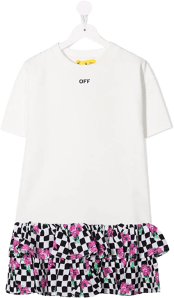 mix-print ruffled dress 