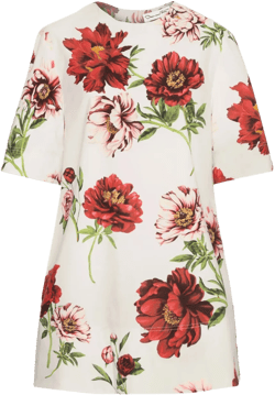 peony-print shift mini dress