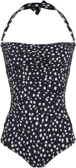Wangari ruched polka-dot swimsuit