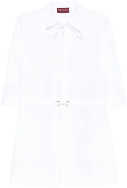 Horsebit-detail poplin dress
